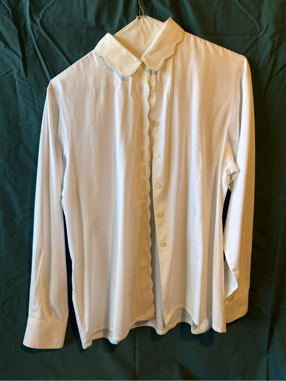 Charles Tyrwhitt White Scalloped-Trim Button Front Blouse
